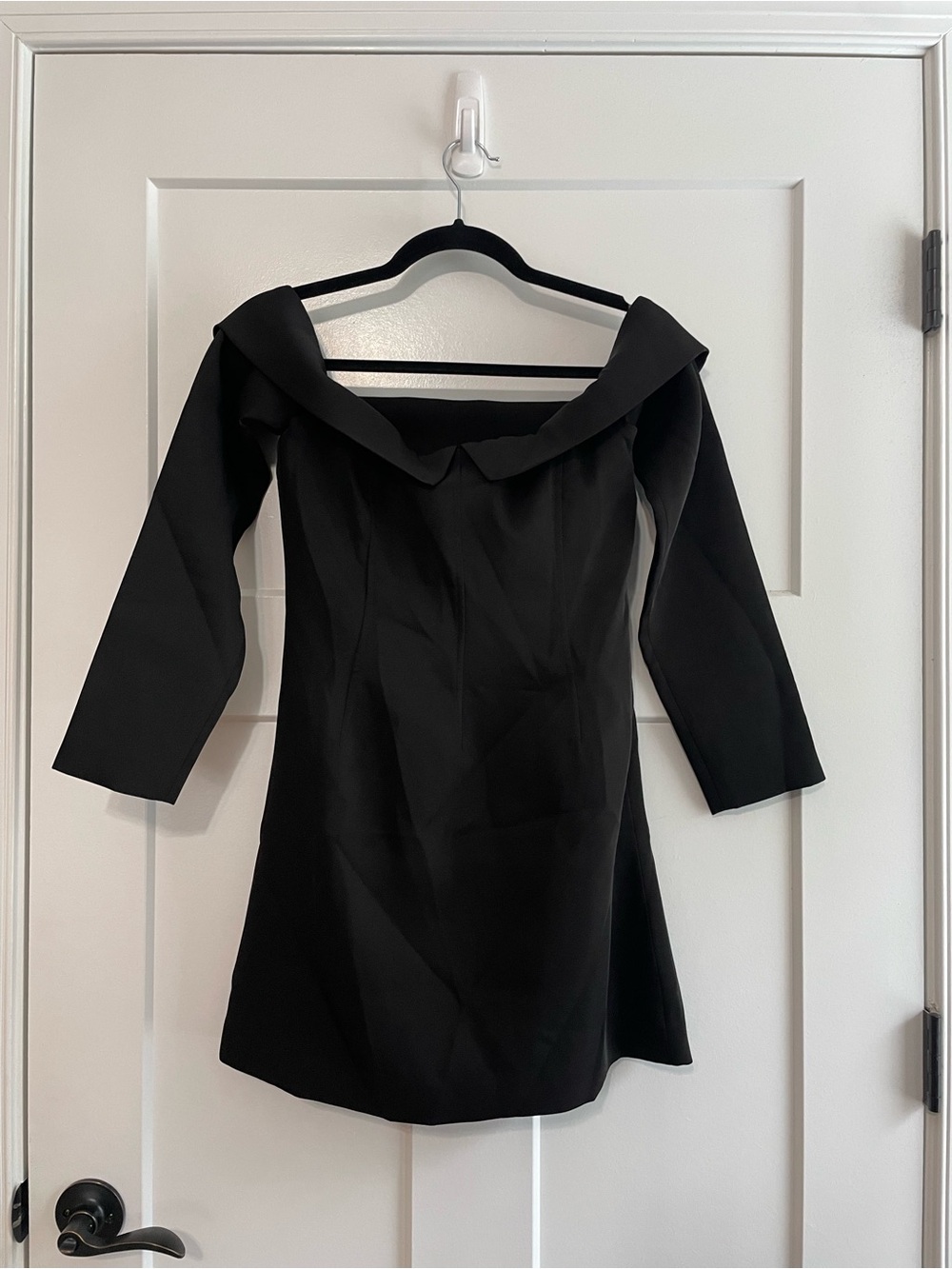 NEW Meshki Hugo Suiting Off the Shoulder Black Mini Dress Size XS - Picture 3 of 11